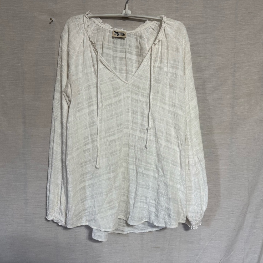 Show Me Your Mumu Charlene Tunic White Gauze Boho Blouse XS